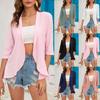 Женская летняя куртка-кардиган, легкие однотонные офисные солнцезащитные топы с короткими рукавами