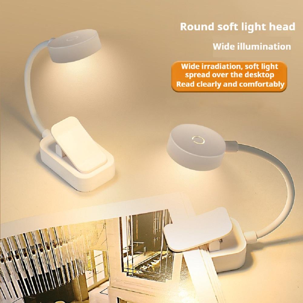 Opvouwbare mini-clipboeklamp USB oplaadbaar LED-nachtlampje 3-modi Oogbescherming Traploos dimbaar Flexibel lezen in de slaapkamer