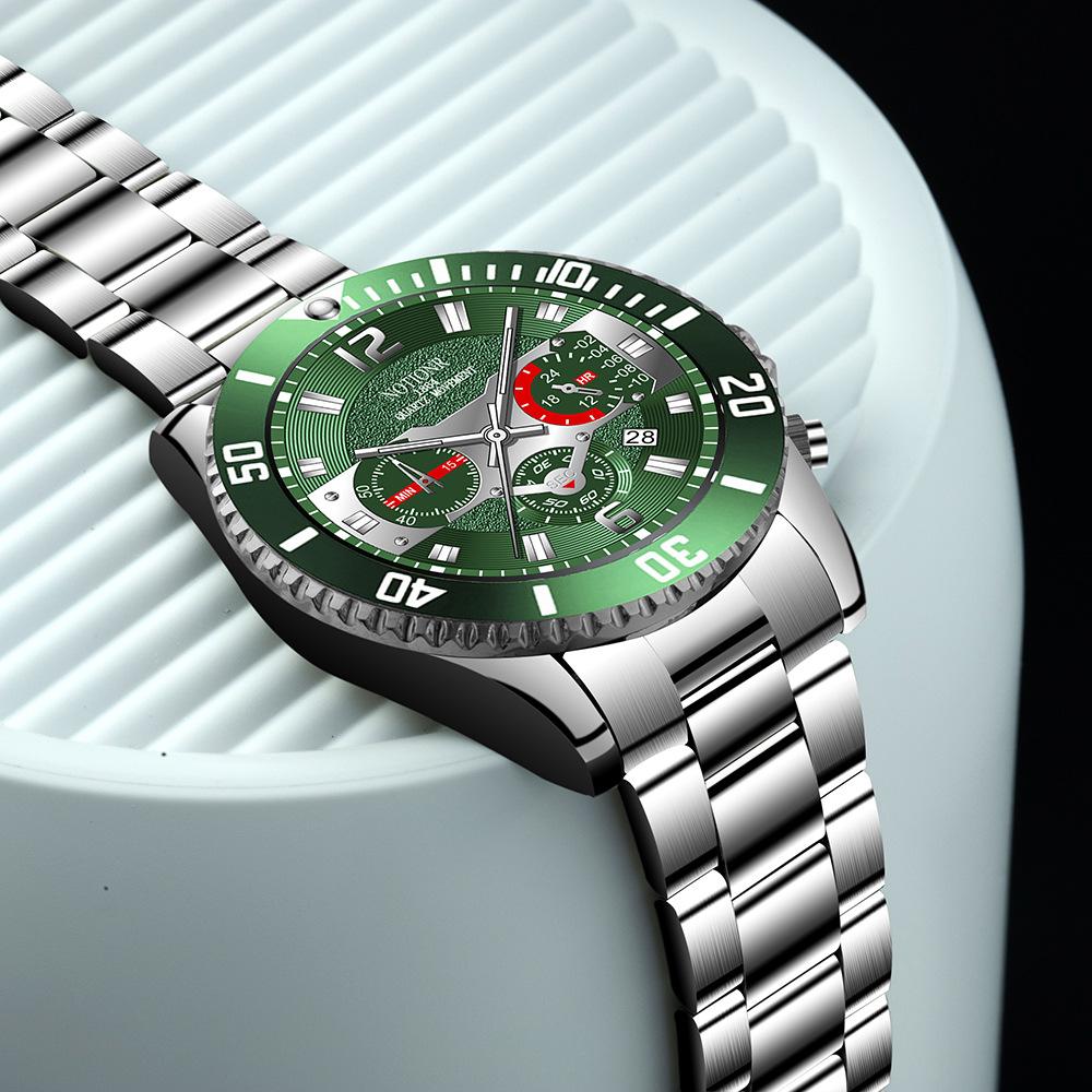 Stainless Steel Watch Men's Quartz Watch Green Water Ghost Watch Men's Calendar Watch Men's Steel Strap Watch Student Watch