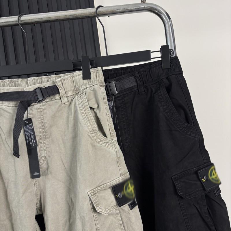 Stone Heavy Industry Washed Cotton Cargo Pants Men Vintage Straight Leg Multi-Pocket Casual Trousers