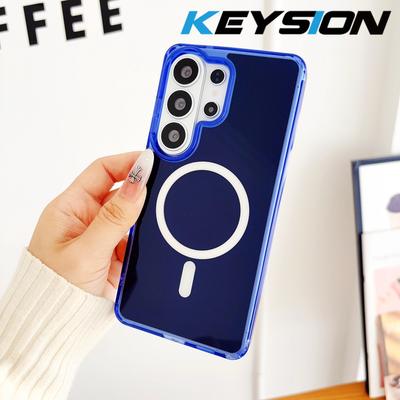 KEYSION Роскошный Магнитный Чехол для MagSafe для Samsung Galaxy S23 S24 Ultra S24+ Plus TPU+PC Беспроводная Зарядка Ударопрочный Чехол для Телефона