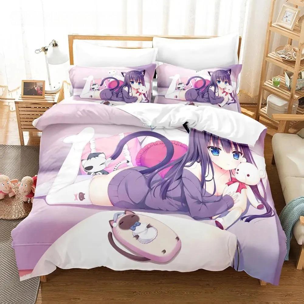 Yoisaki Kanade Bedding Set Cartoon Anime Three-piece Set Adult Boys Bedroom Duvet Cover Sets Kawaii Girl Colcha De Verano Cama
