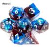 7 Pcs Blue Red Resin White Number Sharp Edge Dice Polyhedral Dice Suitable for Role-Playing RPG Board Game