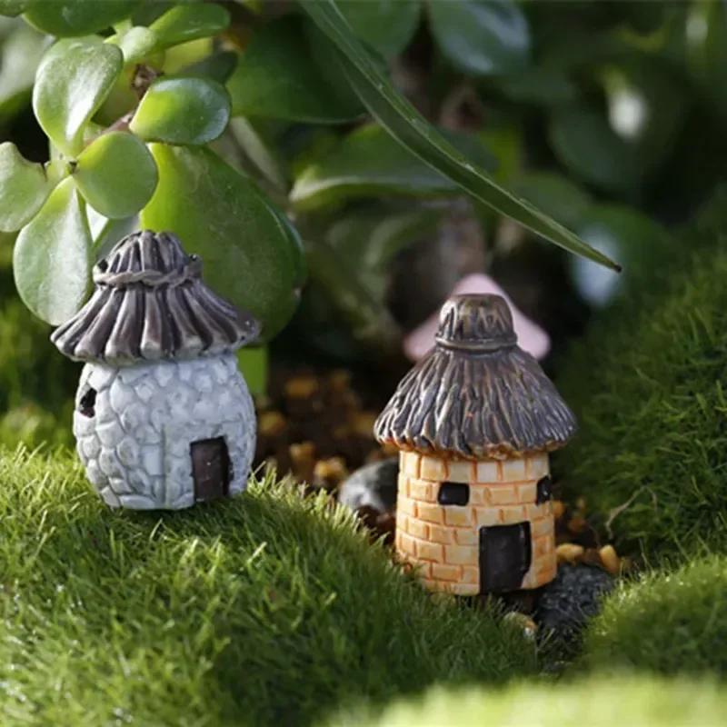 Круглый Выражение Дом Мультяшный Мини Смоляной Дом Сделай Сам Микро Ландшафтный Дом Украшения Цветочный Горшок Садоводство Ландшафтное Украшение