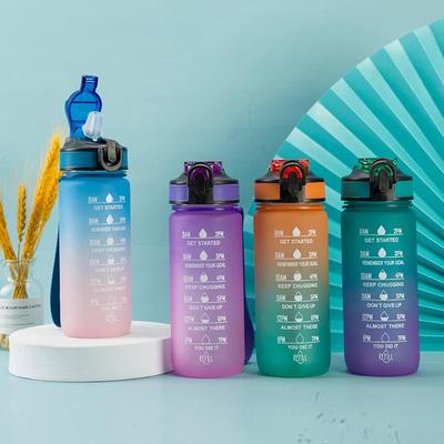Бутылка для воды с матовым градиентом, не содержащая BPA, с соломинкой – Портативный стакан с откидной крышкой для студентов