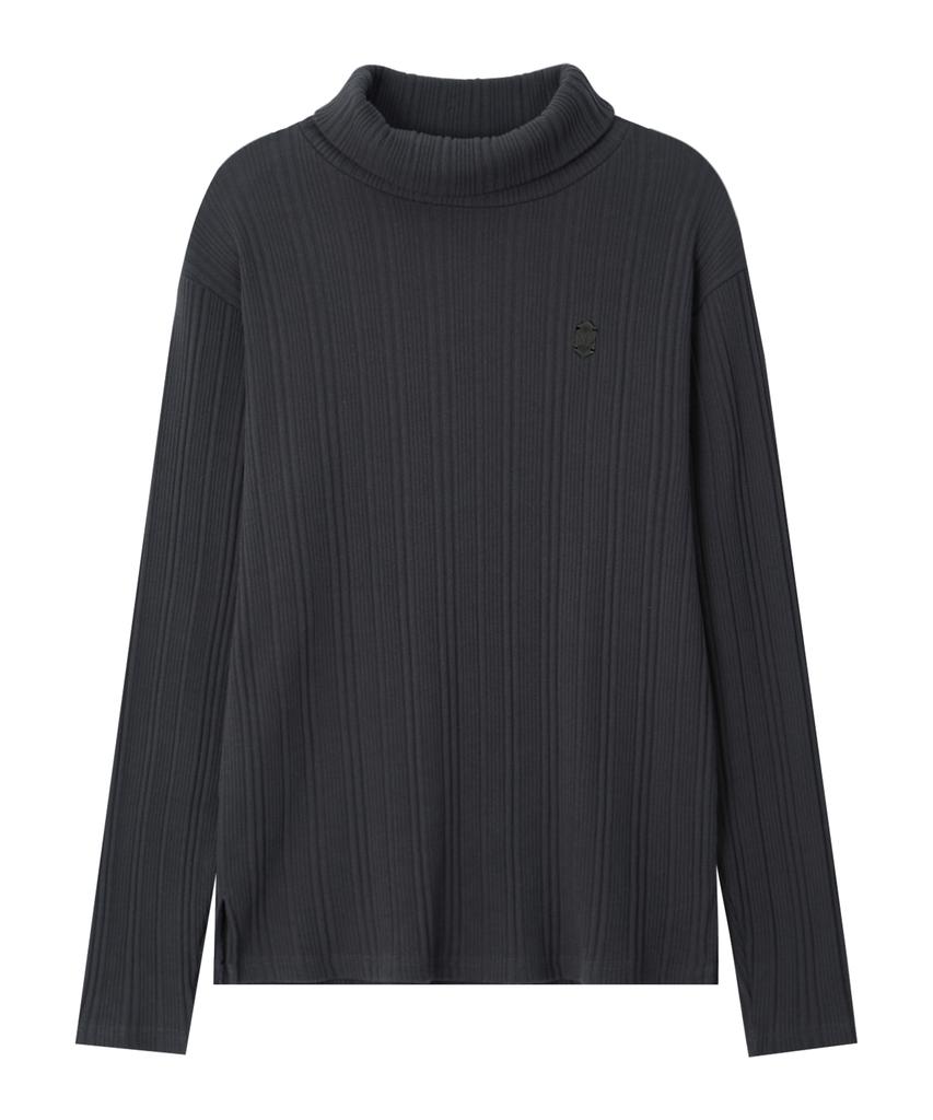 MIDSUN Ribbed Slim Turtle Neck-Charcoal