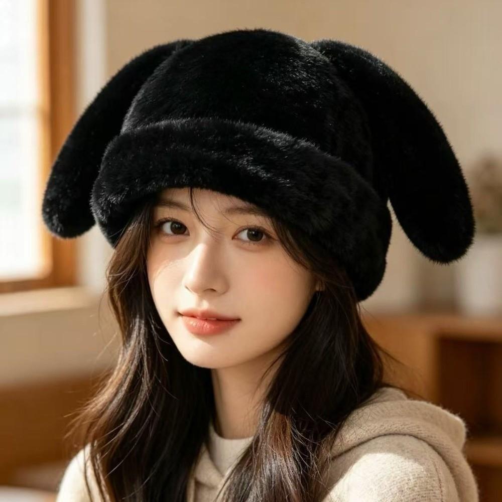 Thickened Fur Winter Hat Ear Protection Plush Hat Warm Bucket Hat Winter