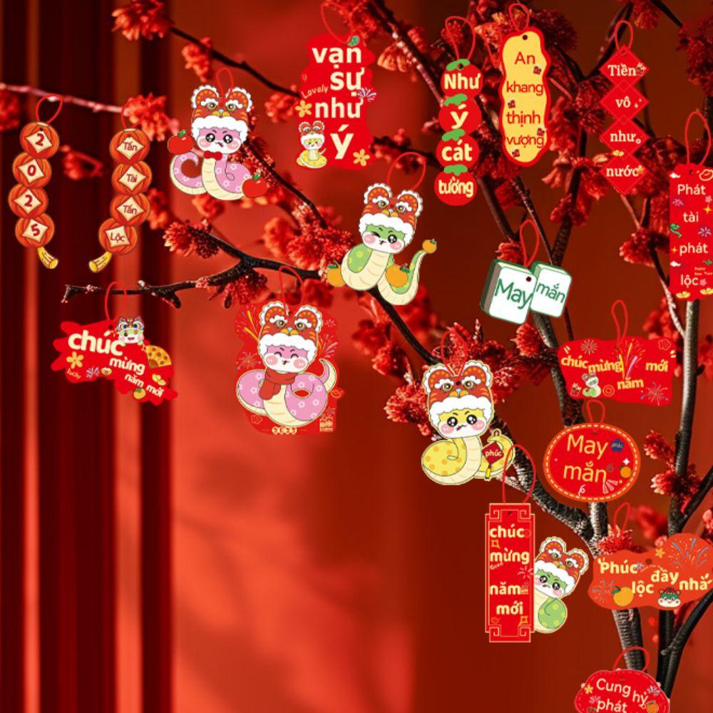 18Pcs Hot Stamped Bonsai Tree Pendant Chinese Traditional Snake Year Hanging Card  New Year
