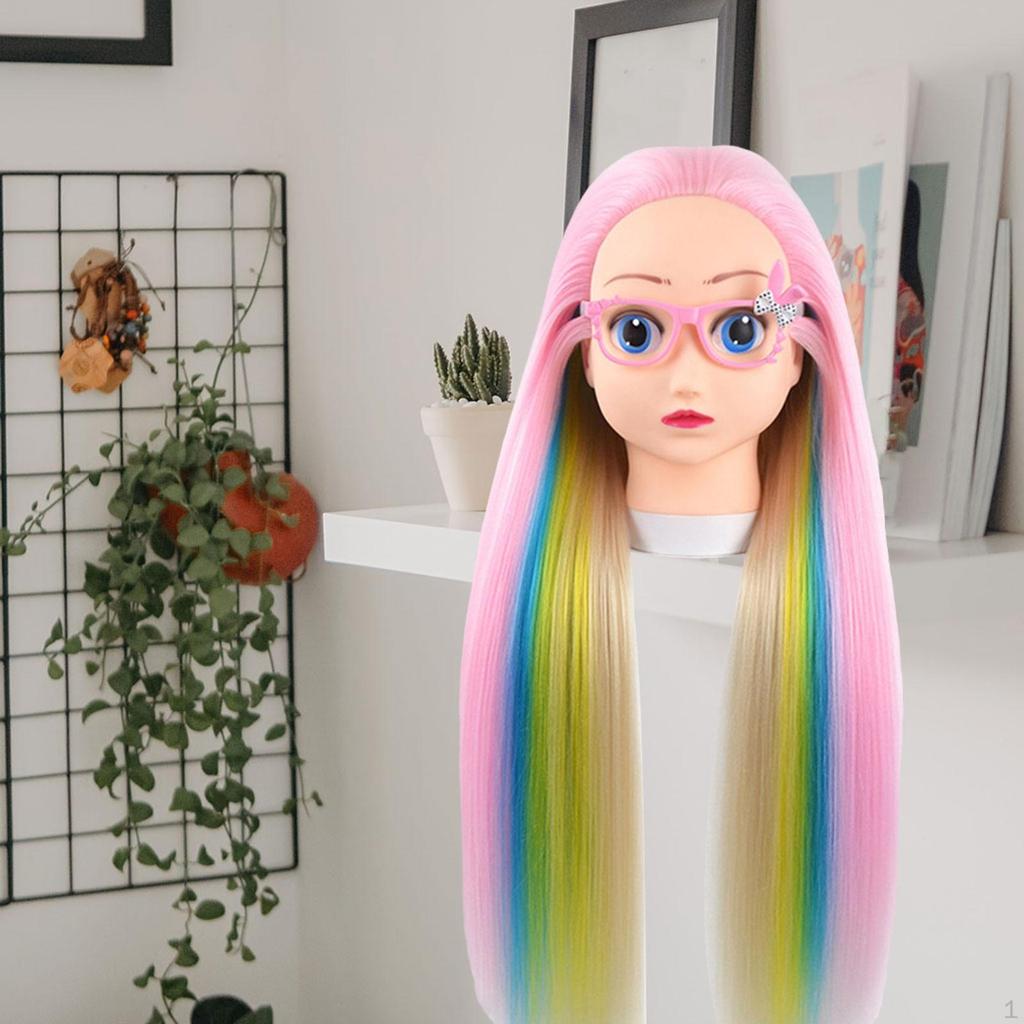 Модель головы куклы с настольной подставкой Тренировочный манекен для практики укладки волос для детей