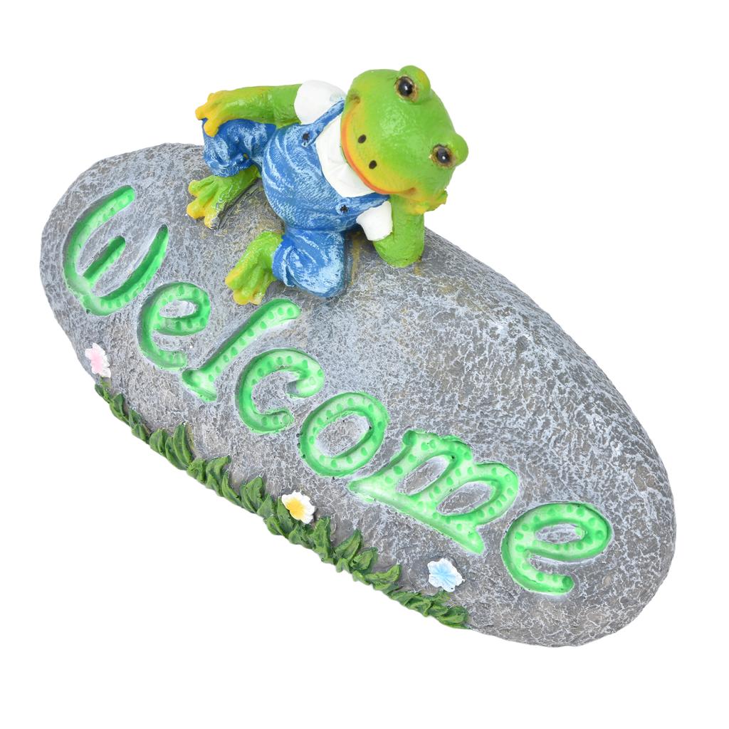 Приветственная лягушка, светящаяся садовая декорация, смоляные поделки, украшение для патио, двора, лужайки, животных