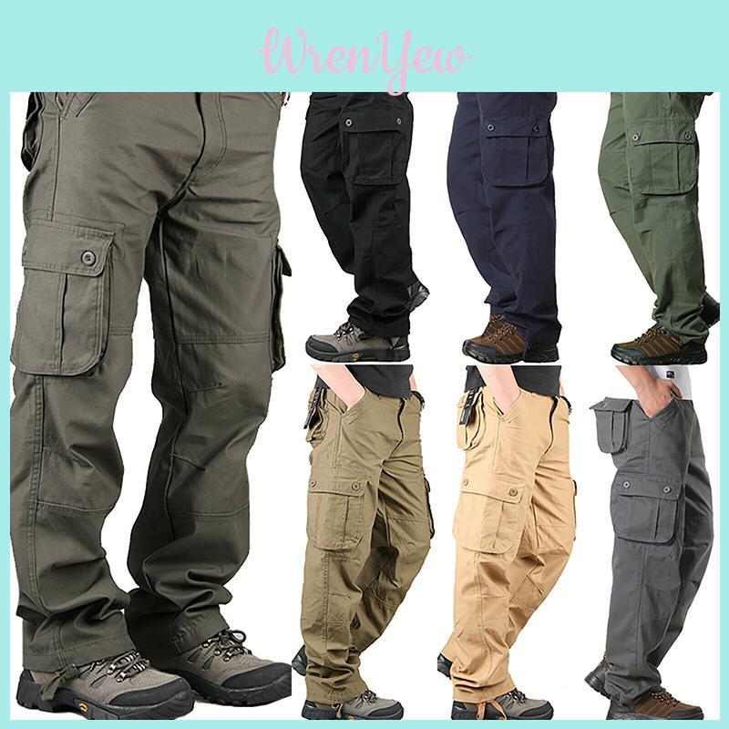 Comfortable Men's Cargo Pocket Work Pants For Casual Hiking And Outdoor Activities