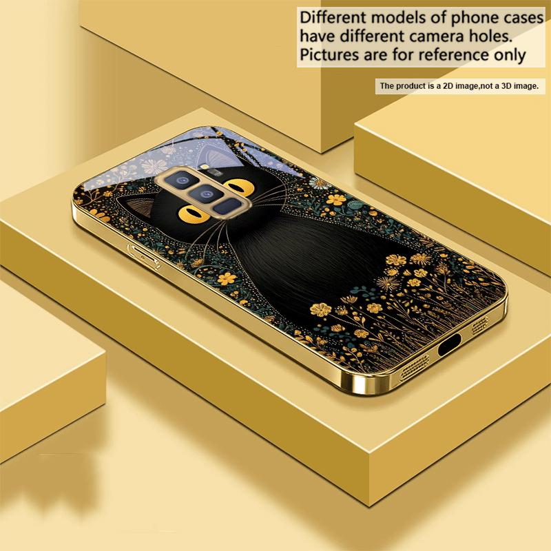 Круглые и яркие глаза Для Samsung Galaxy S20 FE S21 S22 S23 Plus S24 Ultra 25Ultra S21+ S9+ S22Plus Золотой стеклянный чехол для телефона