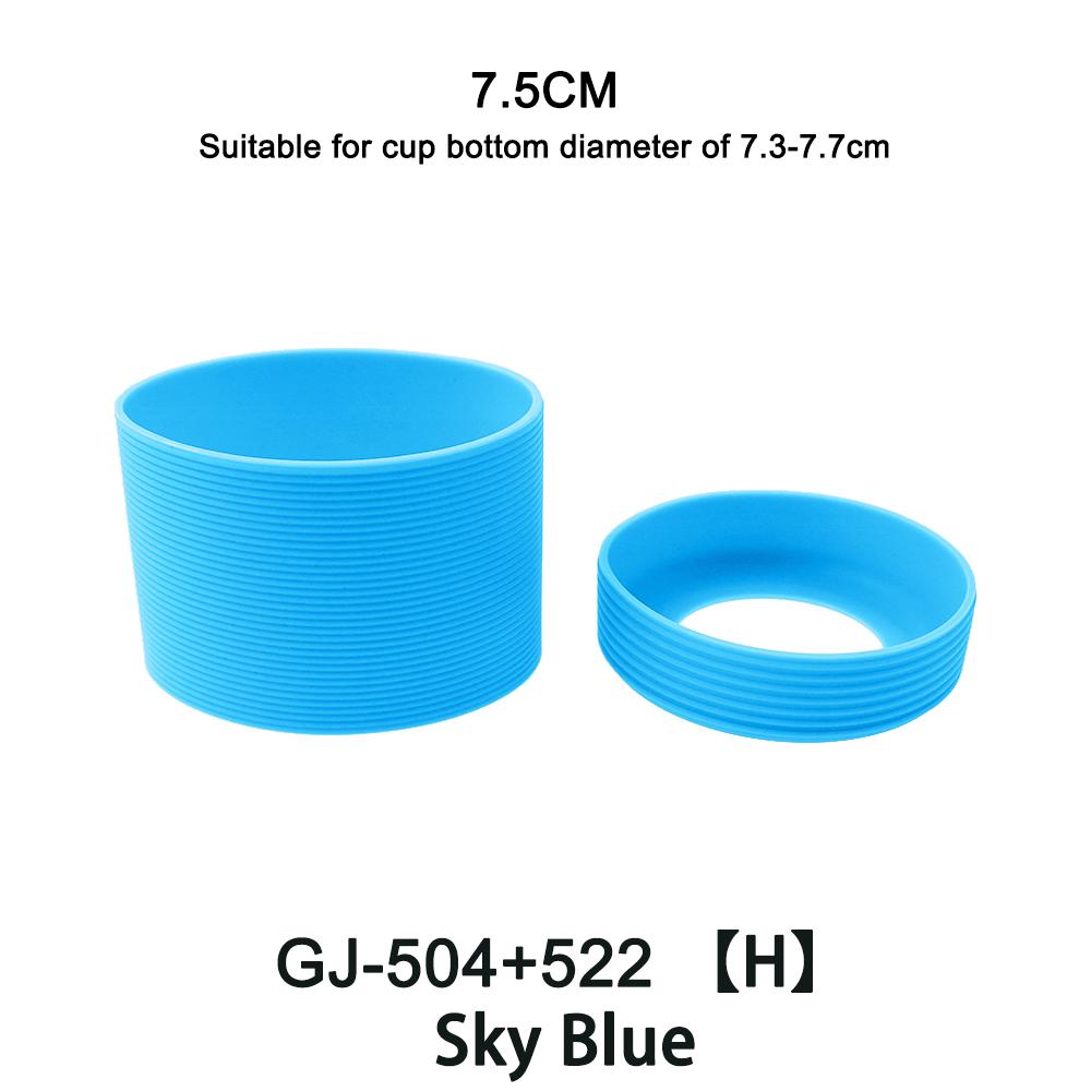 2Pc/Set 7.5cm 15 Colour Threaded Soft Silicone Cup Sleeve And Bottom Suit Heat Insulated Anti Slip Good Toughnes Odorless