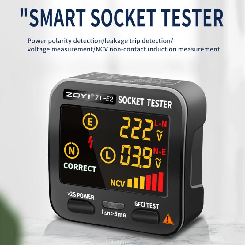 Outlet Tester LCD with Voltage Display RCD Receptacle Socket Tester Circuit Analyzer Polarity Detector EU/US/UK Plug