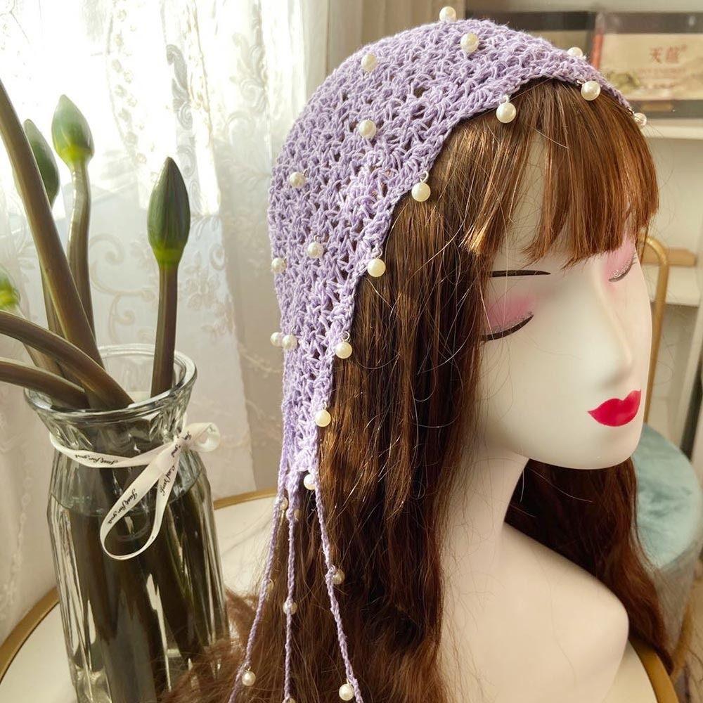Pearl Bun Hats Ethnic Headscarf Hats Cute Tassels Hats Outdoor