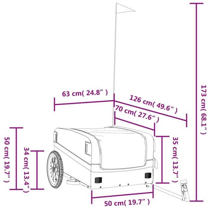 VidaXL Велосипедный прицеп черный и серый 45 кг железо 94042