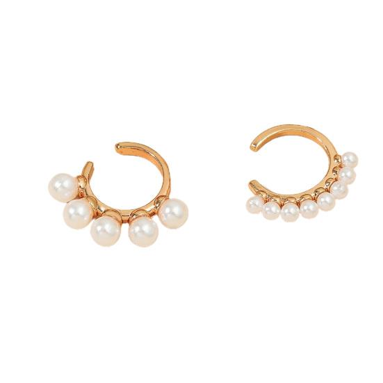 2 шт. серьги-клипсы C-образной формы со стразами для женщин, искусственный жемчуг, геометрические звезды, манжеты для ушей, ювелирные изделия