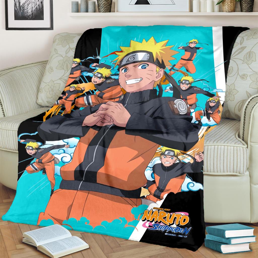Anime-Naruto Print Blanket Warm Comfortable Flannel Blanket for Bedrooms, Sofas, Beds, Chairs, Picnics, Travel -LXR57