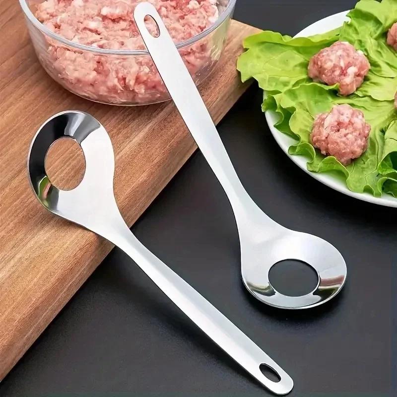 1 pc 304 Stainless Steel Meatball Spoon Hand Squeeze Meatball Spoon Squeeze Maker Spooner Meatball Maker Kitchen Gadgets