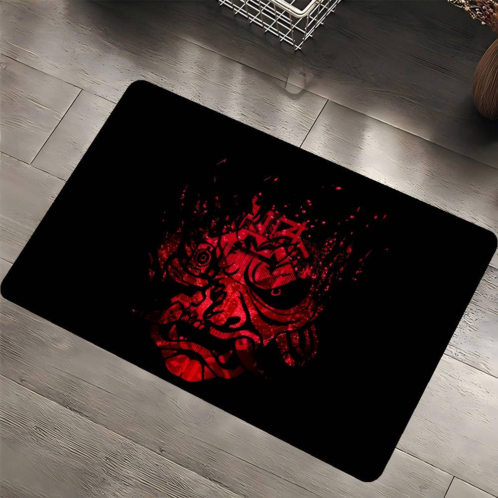 C-Киберпанк Самурай Логотип Коридорный Ковер Моющийся Нескользящий Коврик для Зоны Дивана и Кресел в Гостиной Кухонный Коврик Входной Коврик Ковер