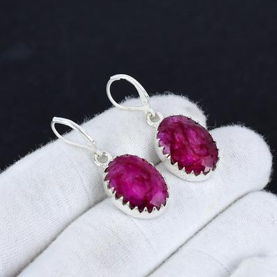 Серьги из серебра 925 пробы с рубинами из кашмира, серьги-подвески из серебра в стиле бохо, подарки для ватки, подарки для нее