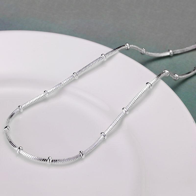 18/20 дюймов змея цепь бусины ожерелье 925 стерлингового серебра модные свадебные украшения