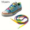 10 пар радужных шнурков на плоской подошве, парусиновые спортивные повседневные туфли, шнурки, плоские градиентные цветные шнурки, цветные белые шнурки на парусиновой подошве