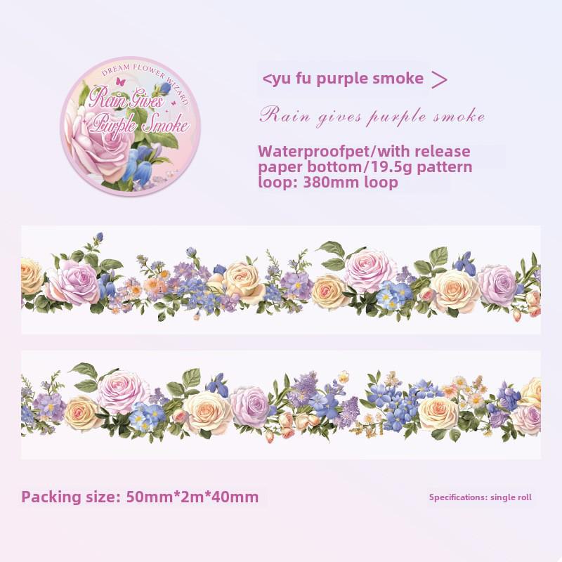 Декоративная лента для блокнота Flower Fairyland Floral - рулон водонепроницаемых наклеек из ПЭТ