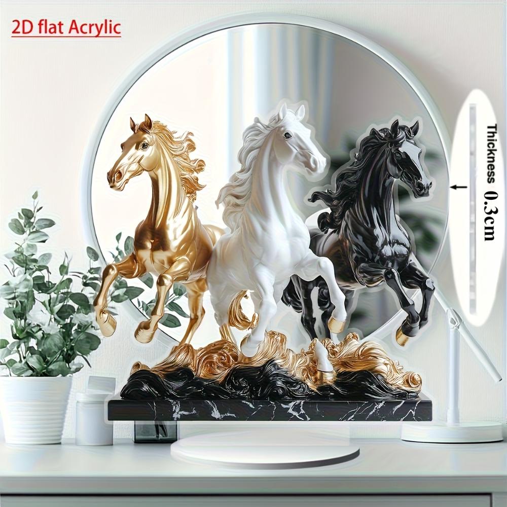 Элегантная хрустальная лошадь в богемном стиле, плоский акрил 2D, украшение для домашнего стола, подходит для гостиной, офиса, вечеринки, Рождества, Хэллоуина