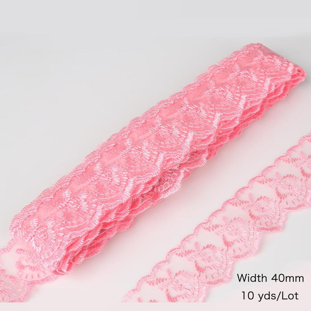 10yards/lot Multi-Color Lace Trim Fabric 40MM Embroidered Net Lace Trim For Sewing Decoration DIY Embroidered Lace Ribbon