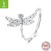 S925 Sterling Silver Dragonfly Open Ring Fresh Pastoral Insect Niche Ring Jewelry