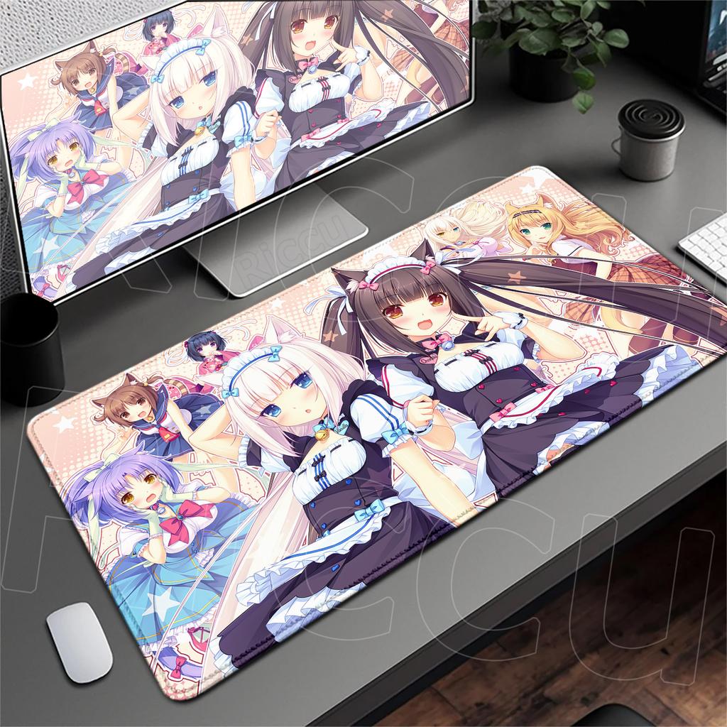 Аниме Nekopara Милая Девушка Ковер Большой Защитная Подушка для Компьютерного Стола XXL Игровой Коврик для Мыши с Заблокированным Краем Утолщенный Коврик для Клавиатуры Скоростной