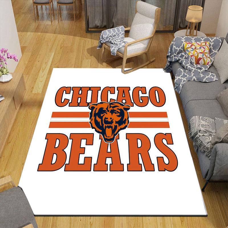Chicago Bears Printed Carpet, Home Sofa Decoration for Living Room & Bedroom, Non‑Slip Play Flannel Floor Mat for Game Room