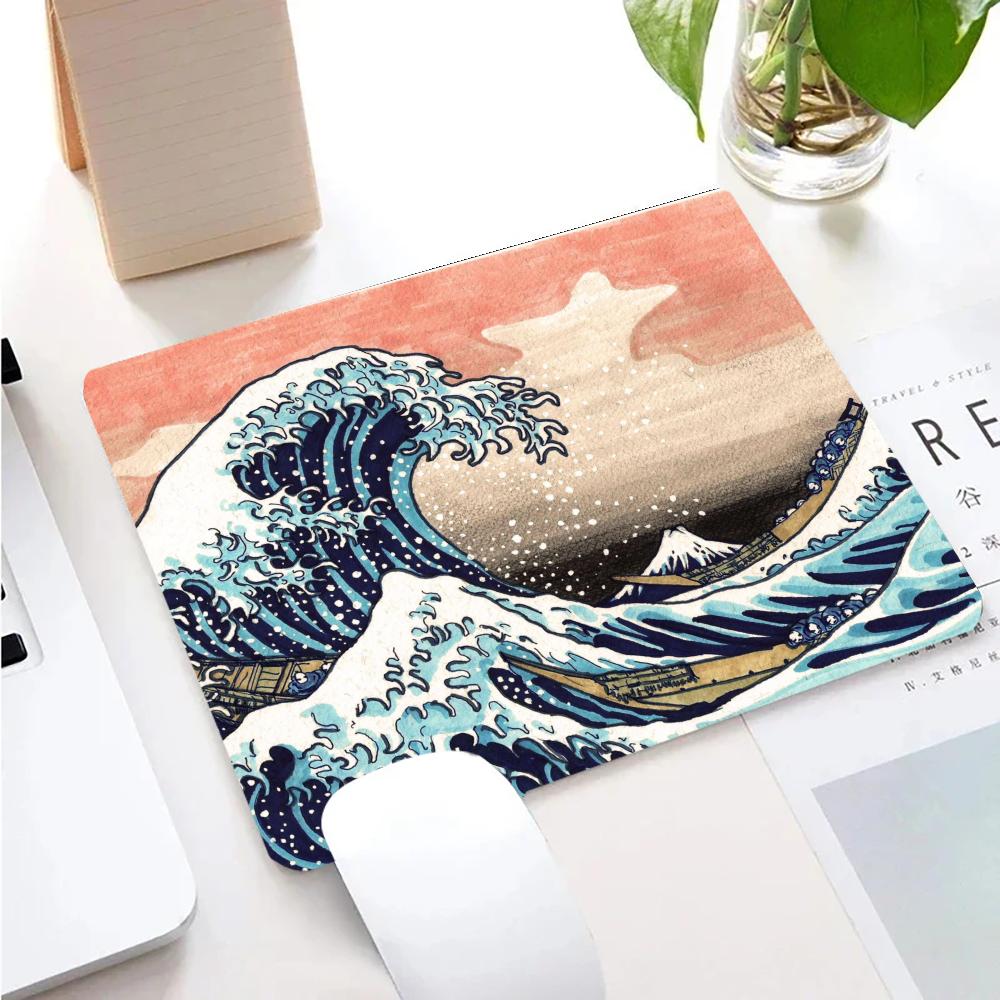 Japanese Art Kanagawa Waves Mouse Pad Gamer Desk Mat Square Gaming Office Accessories Rug Mousepad PC Rubber Keyboard Table Mats