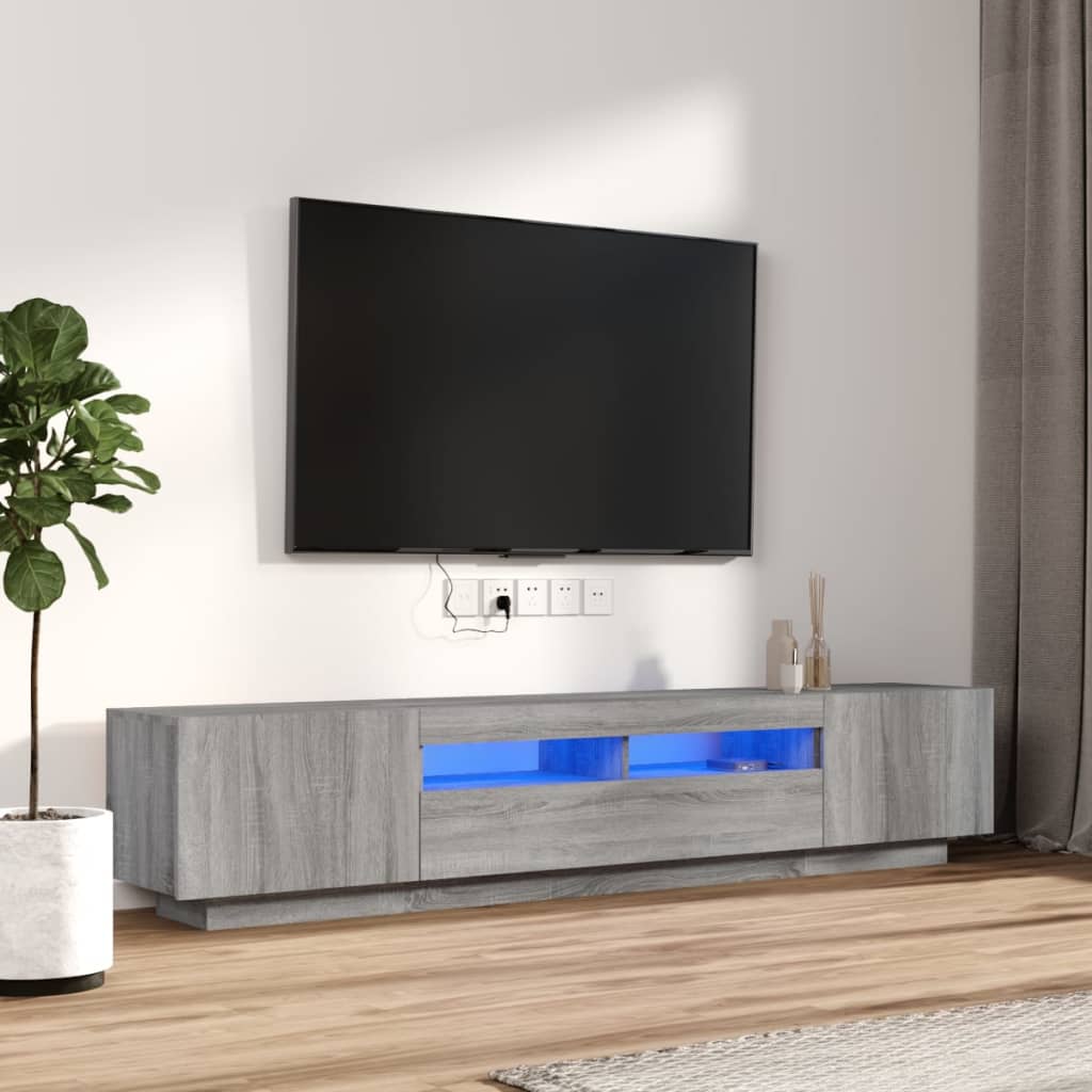 2 Piece TV Cabinet Set with LED Lights Gray Sonoma Particleboard