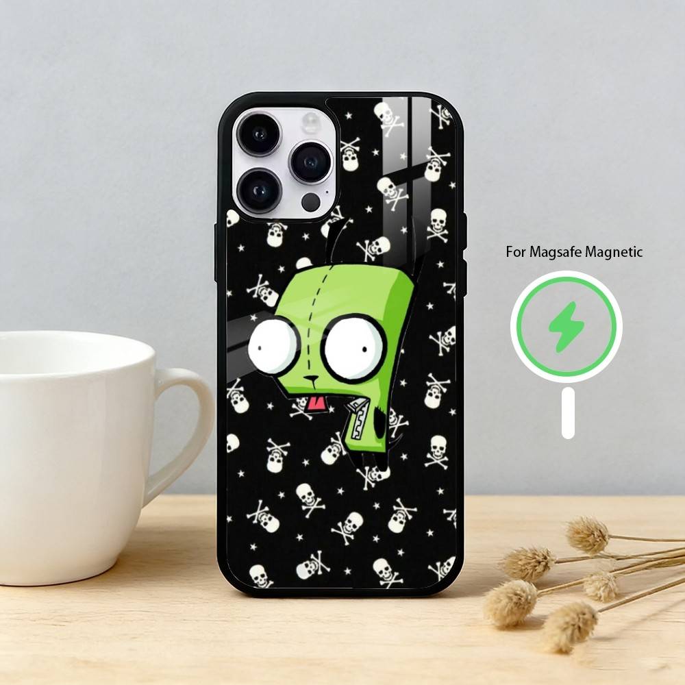 Мультяшный чехол для телефона I-Invader Zim Gir для iPhone 17/16/15/14/13/12/Plus/Pro/Max для магнитной беспроводной зарядки