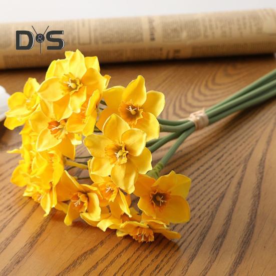 1 букет, сохраняющий свежесть, имитация цветка, не требует полива, практичный искусственный цветок нарцисса, декор для рабочего стола
