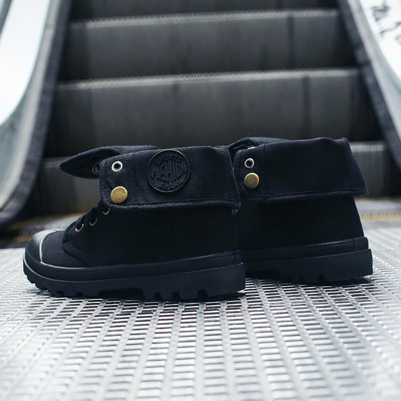 Женские парусиновые ботинки средней высоты Размеры 35-41 Уличные ботинки в военном стиле Рабочая обувь Модные кроссовки для пары Плоская подошва