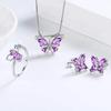 Butterfly Pendant Earrings Necklace Ring Jewelry Set