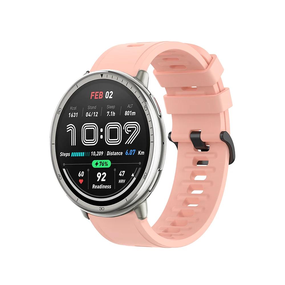 Силиконовый ремешок 20 мм 22 мм для Amazfit Active 2/GTS 4 Mini Cheetah Круглый мягкий браслет для Amazfit GTR/Balance/Bip 6 5/Stratos Ремень