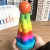 Цветочная башня Детские деревянные игрушки Монтессори пазл Игрушка для раннего развития Распознавание цвета Яркий цвет Подарок на день рождения для детей TMZ