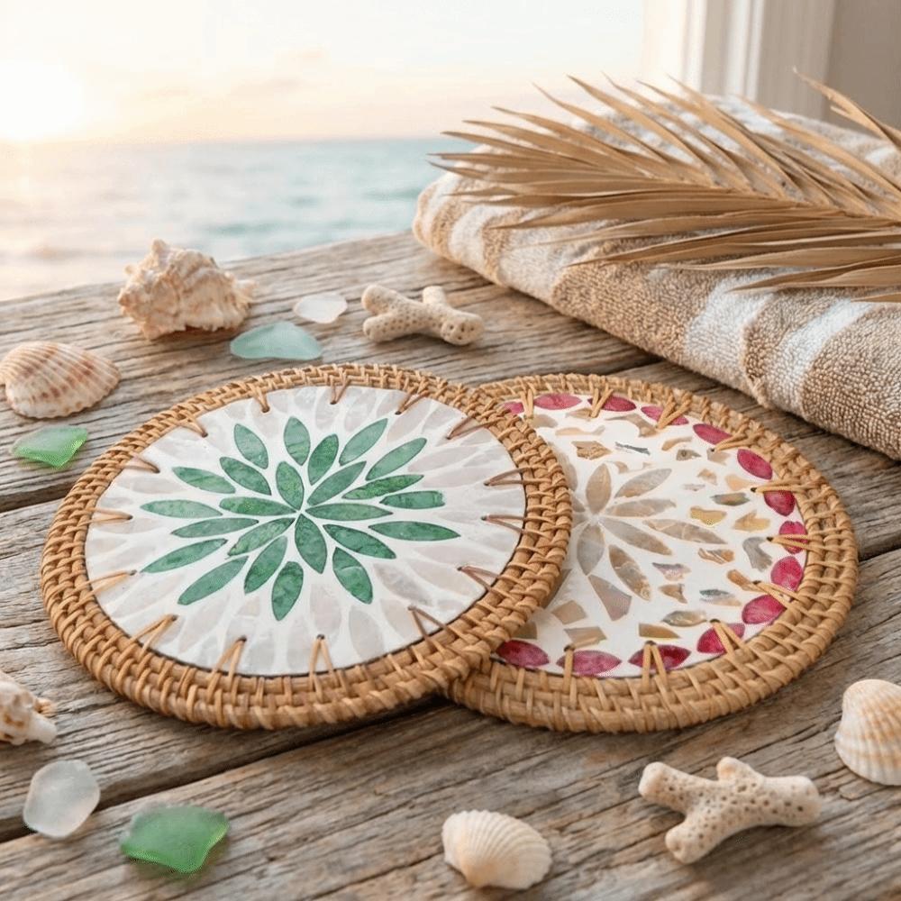 Round Teapot Mats Woven Texture Heat Insulation Pad Tea Ceremony Shell Mats Restaurant