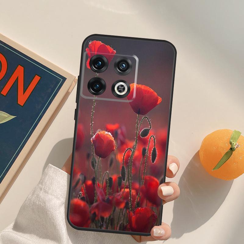 Red Corn Poppy Flower Case For OnePlus 15 13 12 11 13R 12R 10T 8T 13T OnePlus Nord 5 CE 3 2 4 Lite N20 N30 Cover