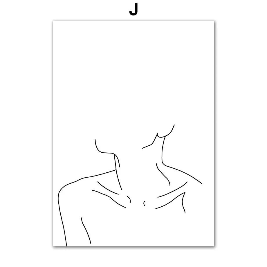 Абстрактные линии лица женщины минималистская настенная живопись холст скандинавские постеры и принты настенные картины для гостиной домашний декор