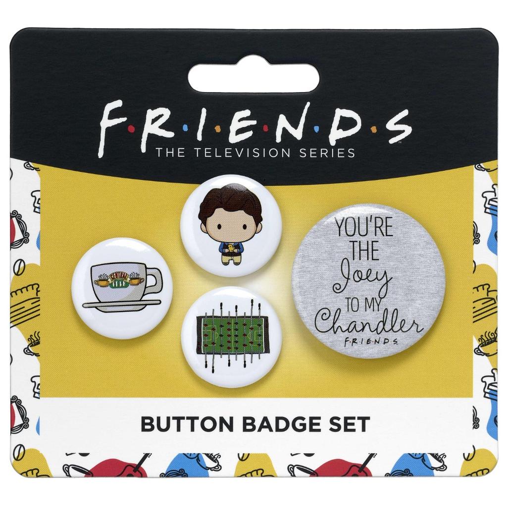 FRIENDS TV Show Set of 4 Chandler Button Badges Multi