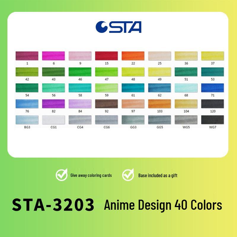 Двусторонние маркеры на масляной основе Sta 3203 - Быстросохнущие для студенческого творчества и дизайна интерьера.