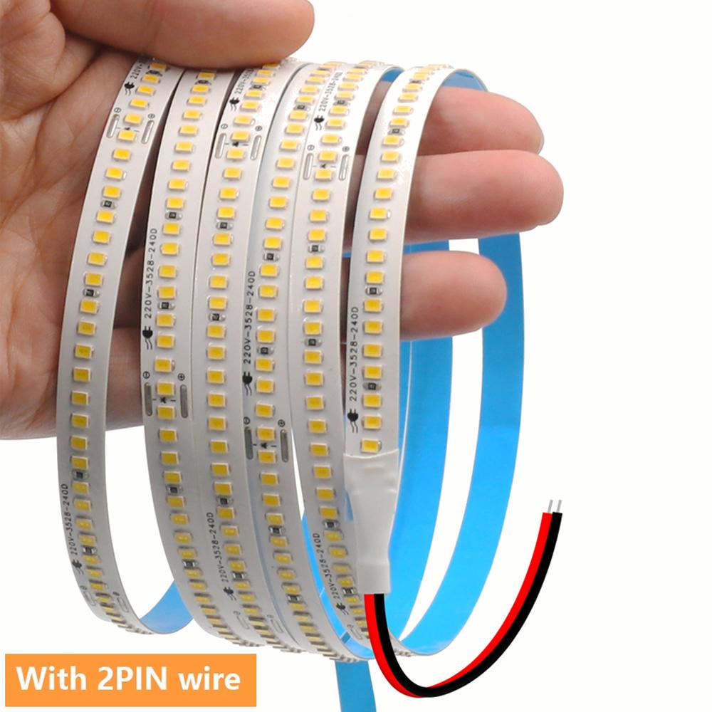 5M 10M 20M LED Adhesive Tape Light 110V 220V EU US Plug 2Pin Wire Bright Flex Strip 2835 240LEDs/m Home Decor Warm Natural White