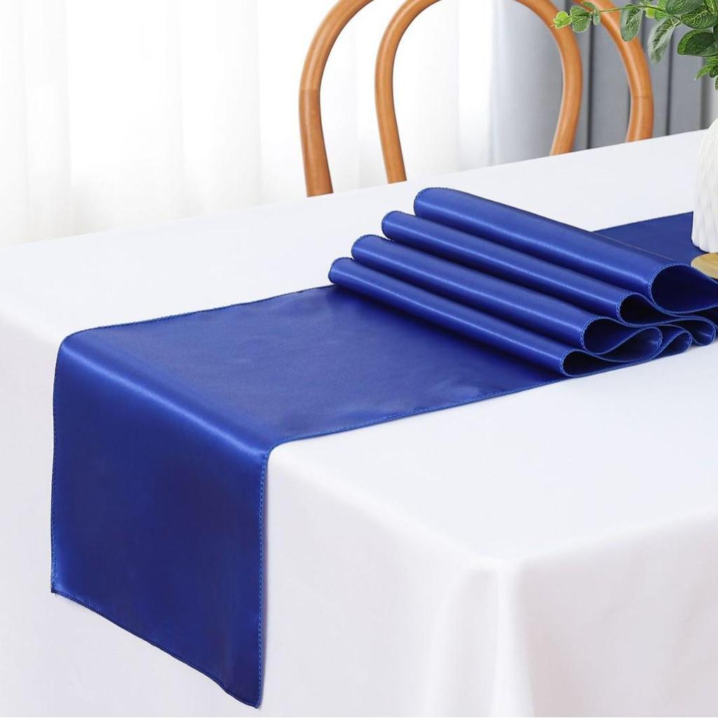 Скатерть-дорожка из сатина высокой плотности для свадеб и банкетов - Однотонная полиэстеровая декорация для стола