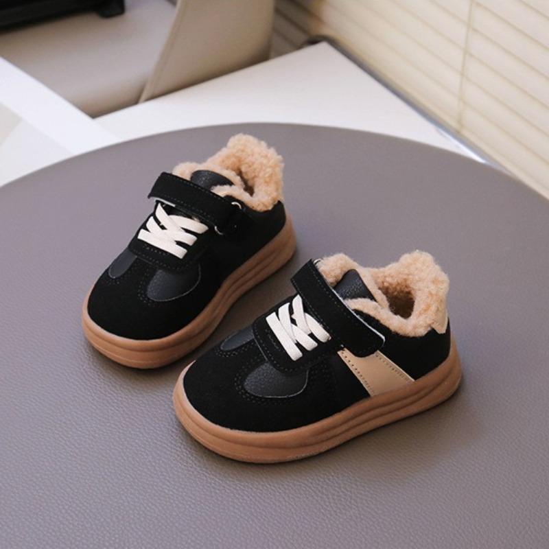 Зимние детские хлопковые ботинки в корейском стиле для мальчиков, теплые зимние ботинки из овечьей шерсти, хлопковые ботинки на флисовой подкладке для девочек