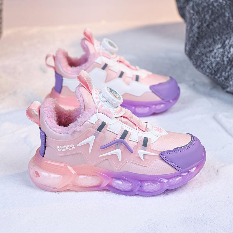 Осенне-зимние кроссовки унисекс, детская хлопковая обувь, кроссовки из искусственной кожи, непромокаемые бархатные теплые ультра-легкие зимние кроссовки для мальчиков